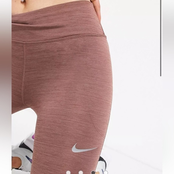 Nike Running Fast Mid Rise Dri-Fit Tights in Mauve XS - Picture 2 of 12